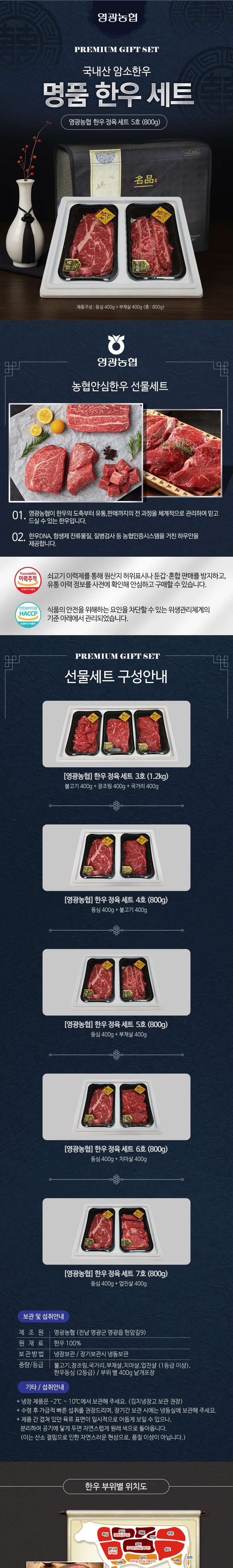 (영광농협하나로마트) 한우 정육세트 5호 (등심, 부채살) 800g